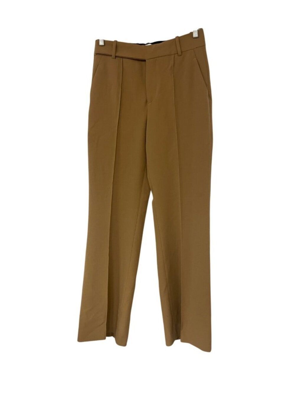 Zara Womens Pants Small S Camel Stretch Flared Mid Rise Trousers 8135/703 NWOT